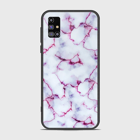 Samsung Galaxy M31s Cover - White Marble Series - HQ Ultra Shine Premium Infinity Glass Soft Silicon Borders Case