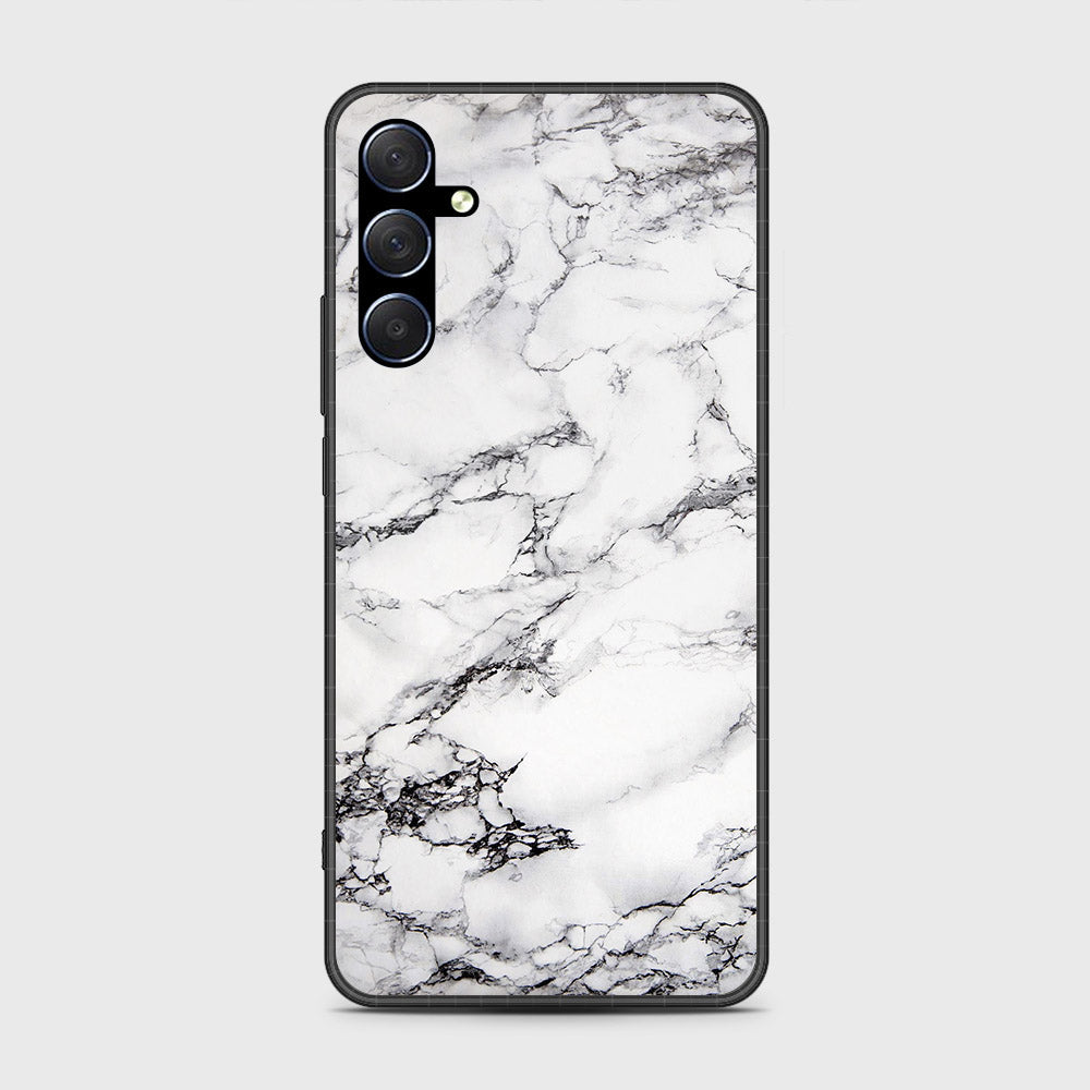 Samsung Galaxy M54 Cover- White Marble Series - HQ Ultra Shine Premium Infinity Glass Soft Silicon Borders Case