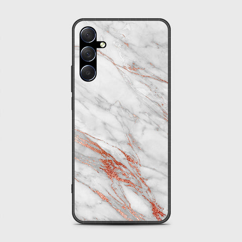Samsung Galaxy M54 Cover- White Marble Series - HQ Ultra Shine Premium Infinity Glass Soft Silicon Borders Case