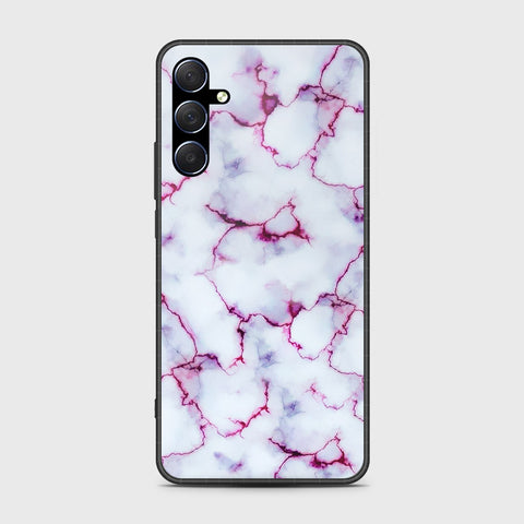 Samsung Galaxy M54 Cover- White Marble Series - HQ Ultra Shine Premium Infinity Glass Soft Silicon Borders Case