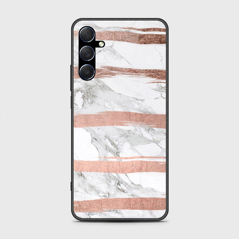 Samsung Galaxy M54 Cover- White Marble Series - HQ Ultra Shine Premium Infinity Glass Soft Silicon Borders Case