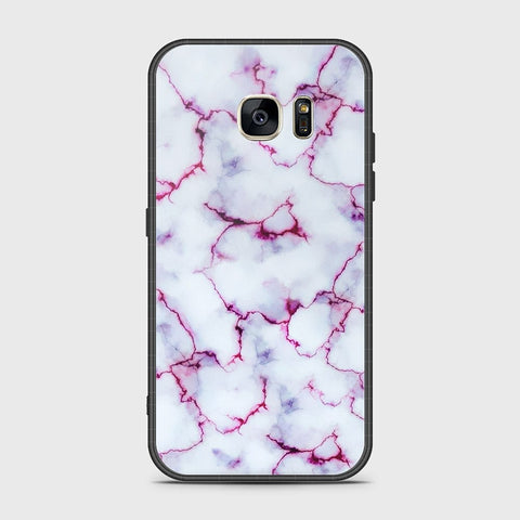 Samsung Galaxy S7 Cover- White Marble Series - HQ Ultra Shine Premium Infinity Glass Soft Silicon Borders Case