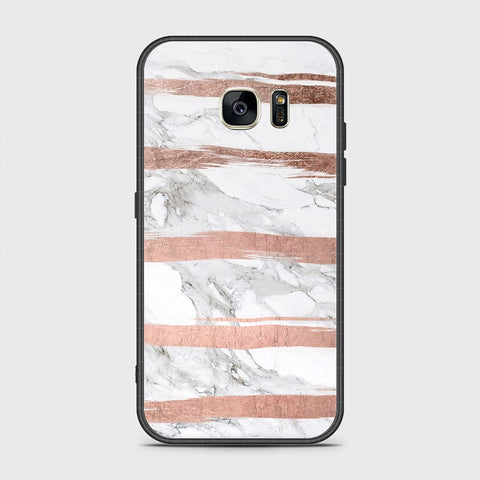 Samsung Galaxy S7 Cover- White Marble Series - HQ Ultra Shine Premium Infinity Glass Soft Silicon Borders Case