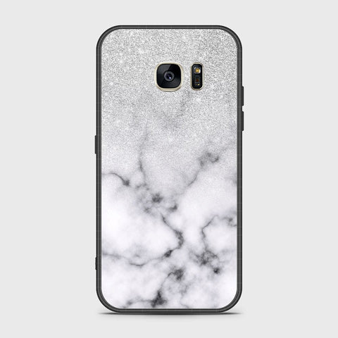 Samsung Galaxy S7 Cover- White Marble Series - HQ Ultra Shine Premium Infinity Glass Soft Silicon Borders Case