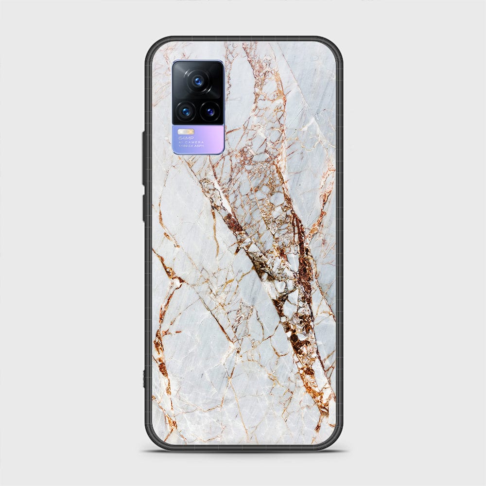 Vivo Y73 Cover - White Marble Series - HQ Ultra Shine Premium Infinity Glass Soft Silicon Borders Case (Fast Delivery)