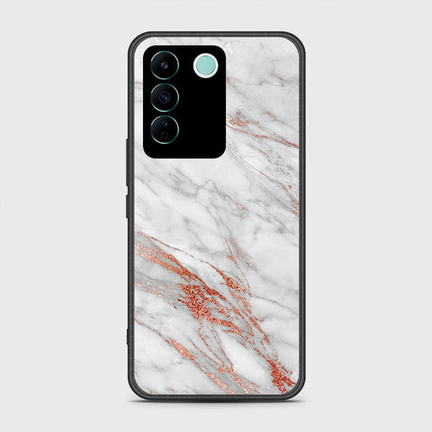 Vivo V27e Cover- White Marble Series - HQ Ultra Shine Premium Infinity Glass Soft Silicon Borders Case