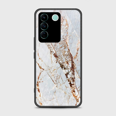 Vivo V27e Cover- White Marble Series - HQ Ultra Shine Premium Infinity Glass Soft Silicon Borders Case
