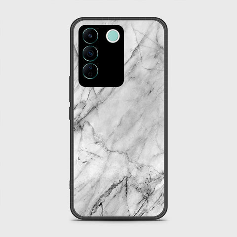 Vivo V27e Cover- White Marble Series - HQ Ultra Shine Premium Infinity Glass Soft Silicon Borders Case