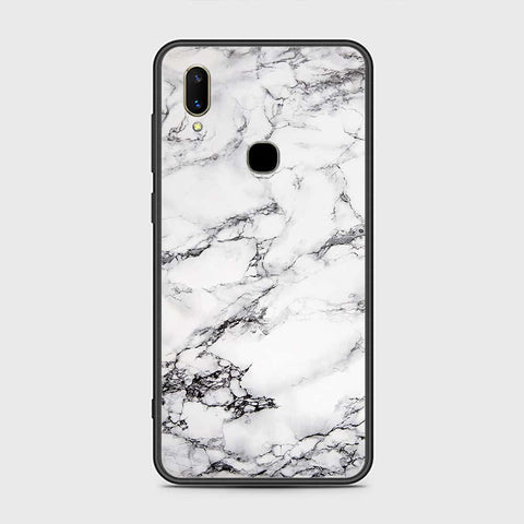 Vivo V11i Cover- White Marble Series - HQ Ultra Shine Premium Infinity Glass Soft Silicon Borders Case
