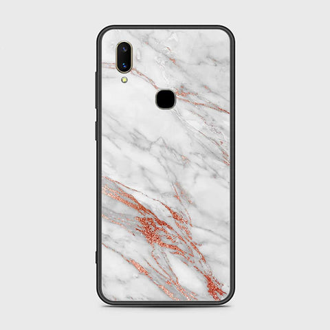 Vivo V11i Cover- White Marble Series - HQ Ultra Shine Premium Infinity Glass Soft Silicon Borders Case