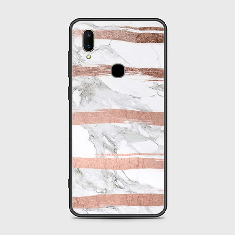 Vivo V11i Cover- White Marble Series - HQ Ultra Shine Premium Infinity Glass Soft Silicon Borders Case
