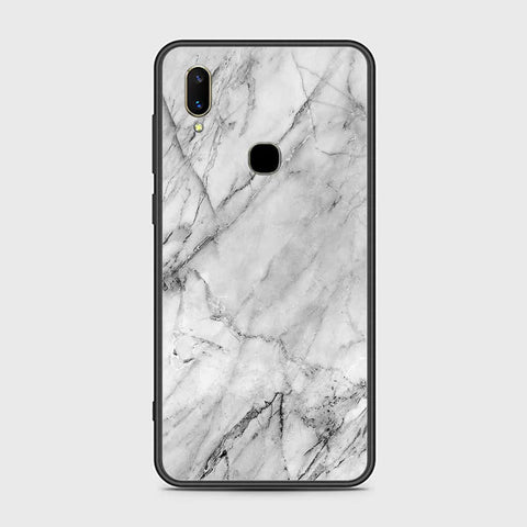 Vivo V11i Cover- White Marble Series - HQ Ultra Shine Premium Infinity Glass Soft Silicon Borders Case