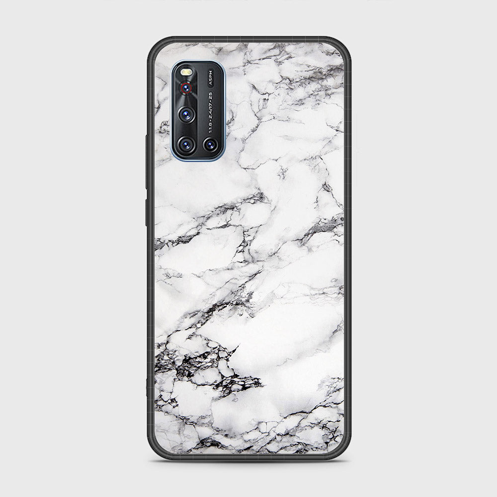 Vivo V19 Cover- White Marble Series - HQ Ultra Shine Premium Infinity Glass Soft Silicon Borders Case