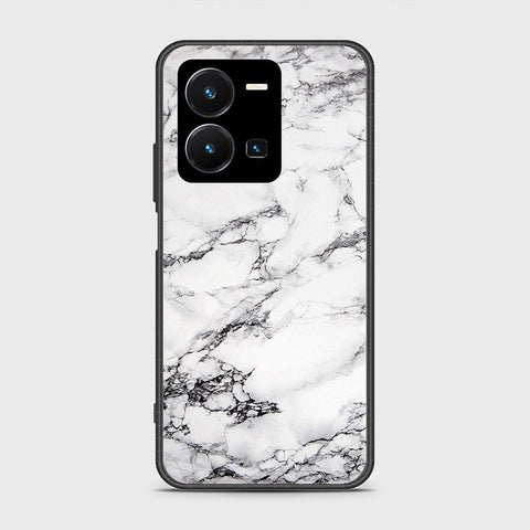 Vivo Y35 4G Cover- White Marble Series - HQ Ultra Shine Premium Infinity Glass Soft Silicon Borders Case