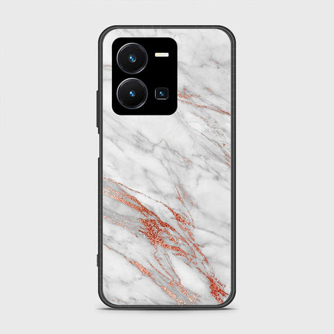 Vivo Y35 4G Cover- White Marble Series - HQ Ultra Shine Premium Infinity Glass Soft Silicon Borders Case