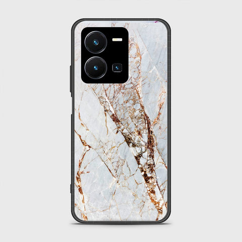 Vivo Y35 4G Cover- White Marble Series - HQ Ultra Shine Premium Infinity Glass Soft Silicon Borders Case