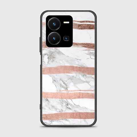 Vivo Y35 4G Cover- White Marble Series - HQ Ultra Shine Premium Infinity Glass Soft Silicon Borders Case