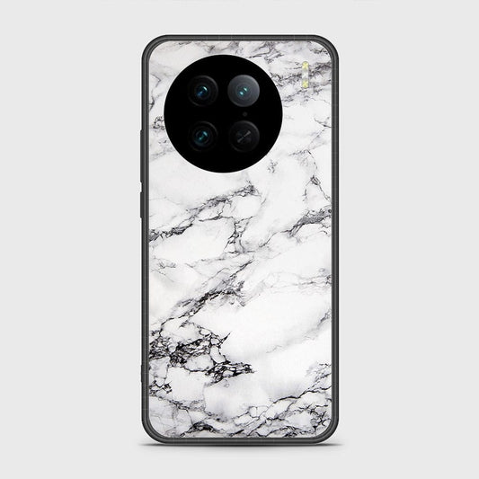 Vivo X90 Pro Cover - White Marble Series - HQ Ultra Shine Premium Infinity Glass Soft Silicon Borders Case