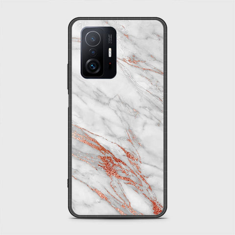 Xiaomi 11T Cover- White Marble Series - HQ Ultra Shine Premium Infinity Glass Soft Silicon Borders Case