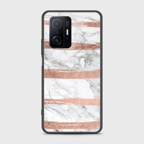 Xiaomi 11T Cover- White Marble Series - HQ Ultra Shine Premium Infinity Glass Soft Silicon Borders Case