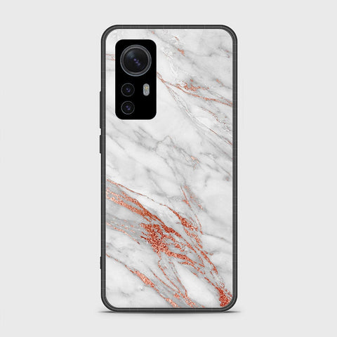 Xiaomi 12 Cover- White Marble Series - HQ Ultra Shine Premium Infinity Glass Soft Silicon Borders Case