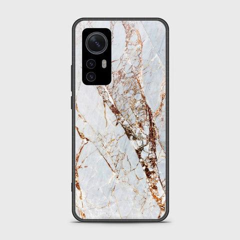 Xiaomi 12 Cover- White Marble Series - HQ Ultra Shine Premium Infinity Glass Soft Silicon Borders Case