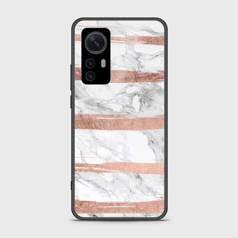 Xiaomi 12 Cover- White Marble Series - HQ Ultra Shine Premium Infinity Glass Soft Silicon Borders Case