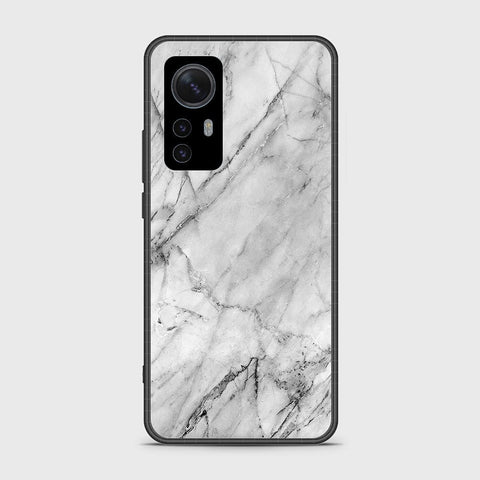 Xiaomi 12 Cover- White Marble Series - HQ Ultra Shine Premium Infinity Glass Soft Silicon Borders Case