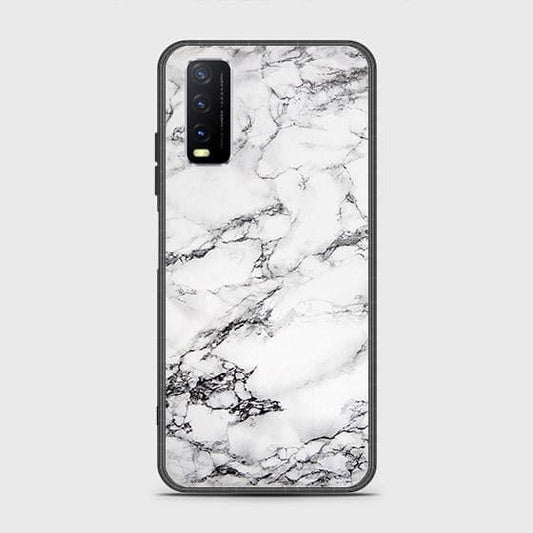 Vivo Y20s Cover - White Marble Series - HQ Ultra Shine Premium Infinity Glass Soft Silicon Borders Case