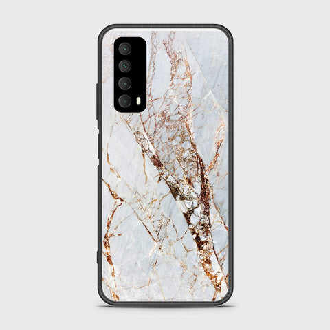 Huawei Psmart 2021 Cover- White Marble Series - HQ Ultra Shine Premium Infinity Glass Soft Silicon Borders Case