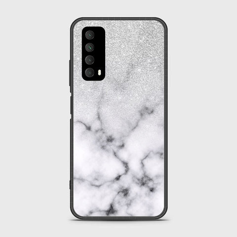 Huawei Psmart 2021 Cover- White Marble Series - HQ Ultra Shine Premium Infinity Glass Soft Silicon Borders Case