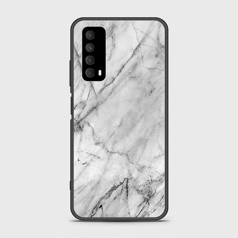 Huawei Psmart 2021 Cover- White Marble Series - HQ Ultra Shine Premium Infinity Glass Soft Silicon Borders Case