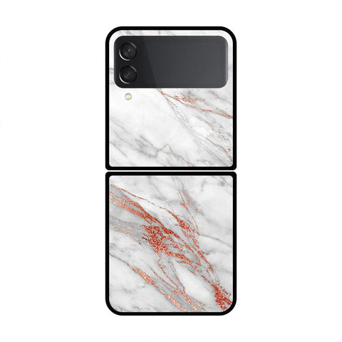 Samsung Galaxy Z Flip 3 5G Cover- White Marble Series - HQ Premium Shine Durable Shatterproof Case