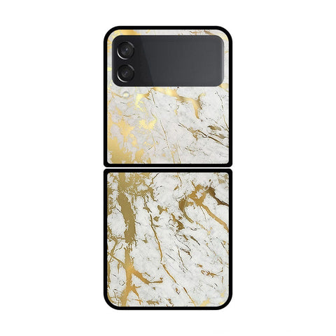 Samsung Galaxy Z Flip 3 5G Cover- White Marble Series - HQ Premium Shine Durable Shatterproof Case