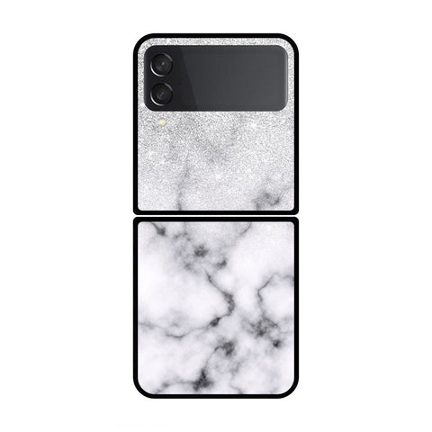 Samsung Galaxy Z Flip 3 5G Cover- White Marble Series - HQ Premium Shine Durable Shatterproof Case