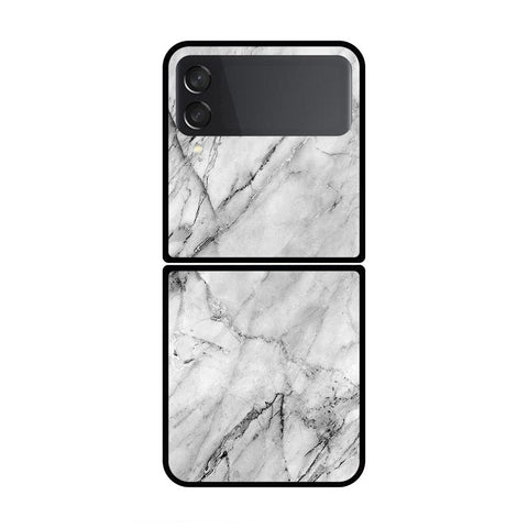 Samsung Galaxy Z Flip 3 5G Cover- White Marble Series - HQ Premium Shine Durable Shatterproof Case