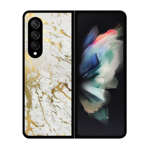 Samsung Galaxy Z Fold 3 5G Cover- White Marble Series - HQ Premium Shine Durable Shatterproof Case - Soft Silicon Borders