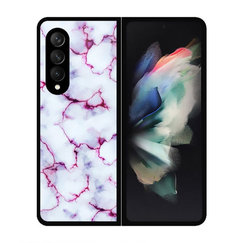 Samsung Galaxy Z Fold 3 5G Cover- White Marble Series - HQ Premium Shine Durable Shatterproof Case - Soft Silicon Borders