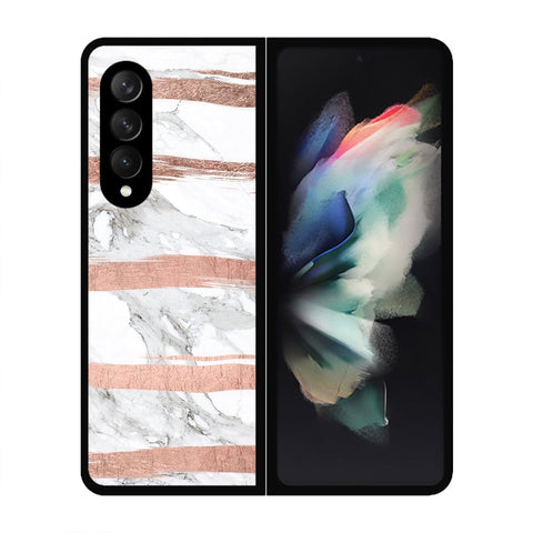 Samsung Galaxy Z Fold 3 5G Cover- White Marble Series - HQ Premium Shine Durable Shatterproof Case - Soft Silicon Borders