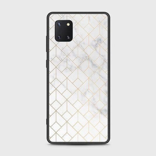 Samsung Galaxy Note 10 Lite Cover - White Marble Series 2 - HQ Ultra Shine Premium Infinity Glass Soft Silicon Borders Case