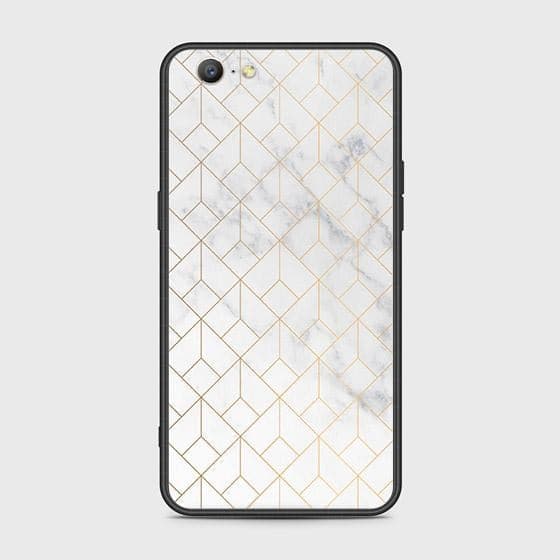 Oppo A39 Cover - White Marble Series 2 - HQ Ultra Shine Premium Infinity Glass Soft Silicon Borders Case