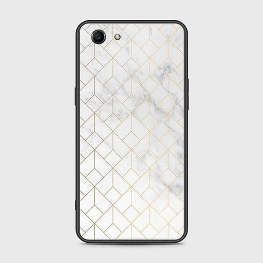 Oppo A1 Cover - White Marble Series 2 - HQ Ultra Shine Premium Infinity Glass Soft Silicon Borders Case