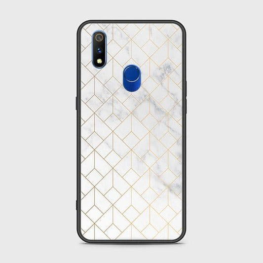 Realme 3 Pro Cover - White Marble Series 2 - HQ Ultra Shine Premium Infinity Glass Soft Silicon Borders Case