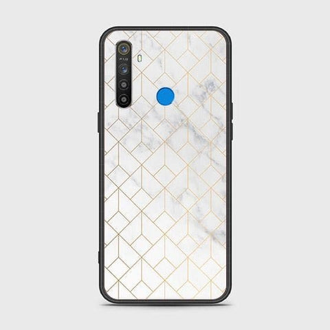 Realme 5i Cover - White Marble Series 2 - HQ Ultra Shine Premium Infinity Glass Soft Silicon Borders Case