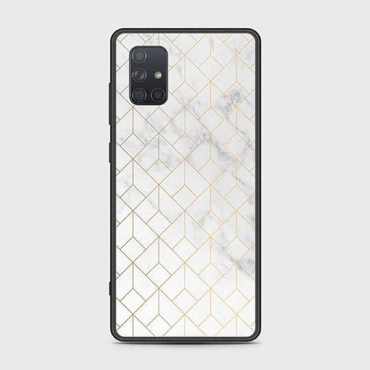 Samsung Galaxy A71 Cover - White Marble Series 2 - HQ Ultra Shine Premium Infinity Glass Soft Silicon Borders Case