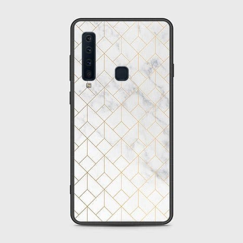 Samsung Galaxy A9 2018 Cover - White Marble Series 2 - HQ Ultra Shine Premium Infinity Glass Soft Silicon Borders Case