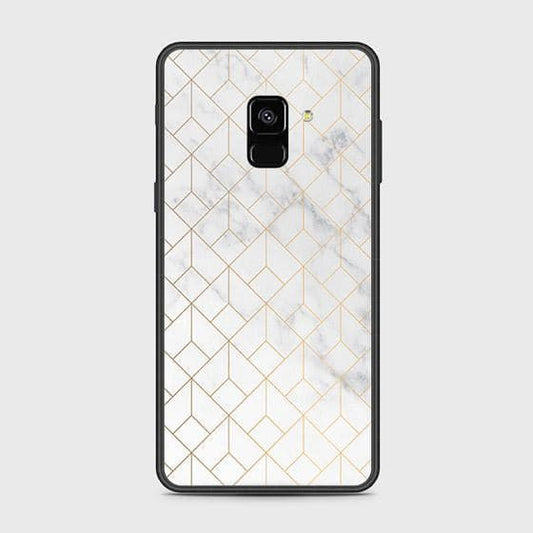 Samsung Galaxy A8 2018 Cover - White Marble Series 2 - HQ Ultra Shine Premium Infinity Glass Soft Silicon Borders Case