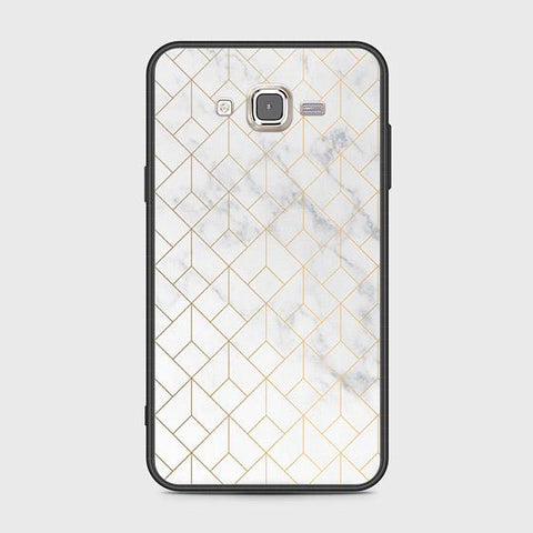 Samsung Galaxy J7 2015 Cover - White Marble Series 2 - HQ Ultra Shine Premium Infinity Glass Soft Silicon Borders Case