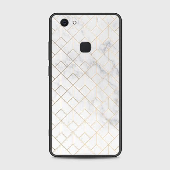 Vivo V7 Plus Cover - White Marble Series 2 - HQ Ultra Shine Premium Infinity Glass Soft Silicon Borders Case