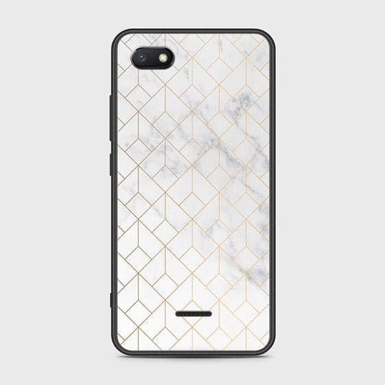 Xiaomi Redmi 6A Cover - White Marble Series 2 - HQ Ultra Shine Premium Infinity Glass Soft Silicon Borders Case